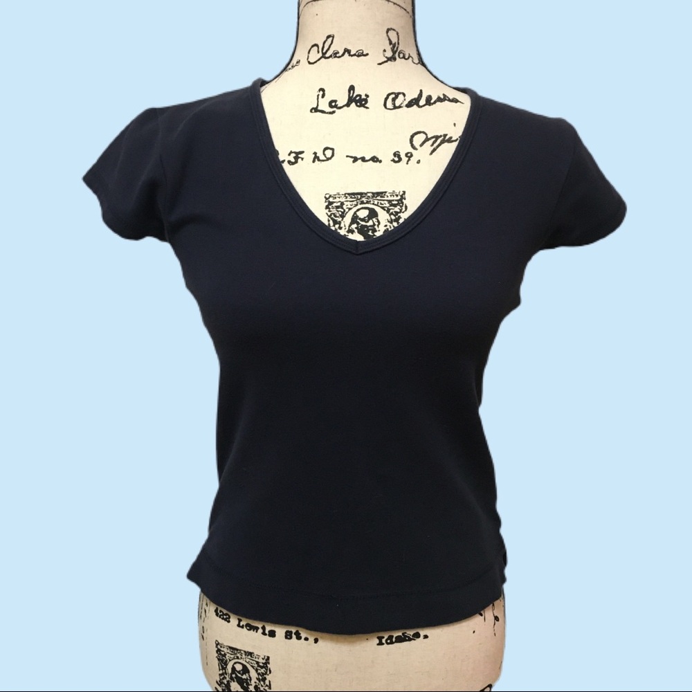 Cute navy blue short sleeved top